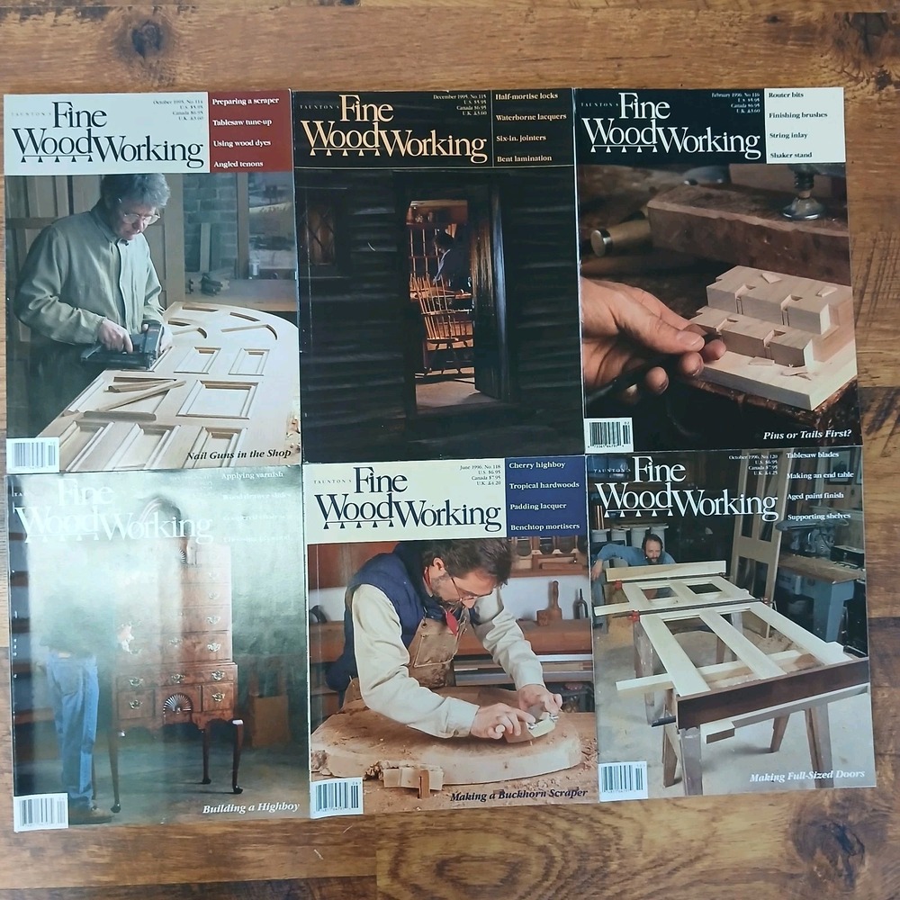 Lot Of 6 "Fine Woodworking" Magazines Issues  (#114-118, 120)  1995-1996 Vintage